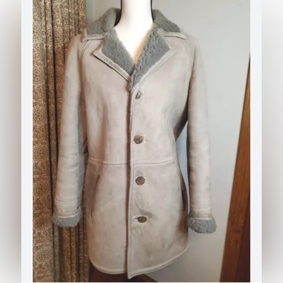 ANTARTEX SHEEPSKINS Sz XL (estimated) 44”!Suede Shearling Lined Peak Collar - Picture 1 of 8